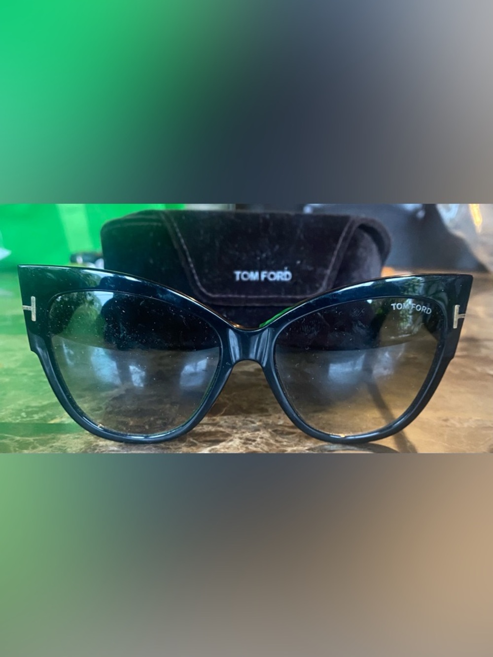Tom Ford Anoushka TF371 01B Oversized Sunglasses Black Italy Designer
